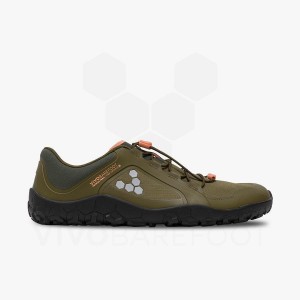 Dark Olive Vivobarefoot Primus Trail III All Weather FG Men's Training Shoes | AU323BA