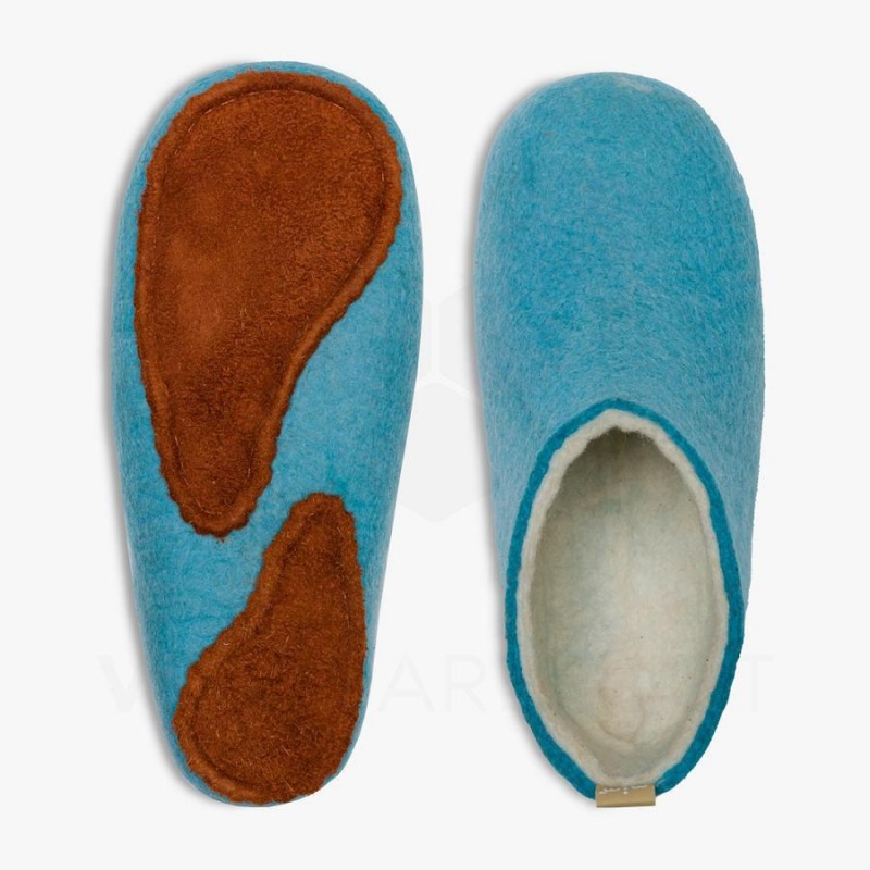 Light Turquoise Vivobarefoot MIM Felt Men's Slippers | AU281RX