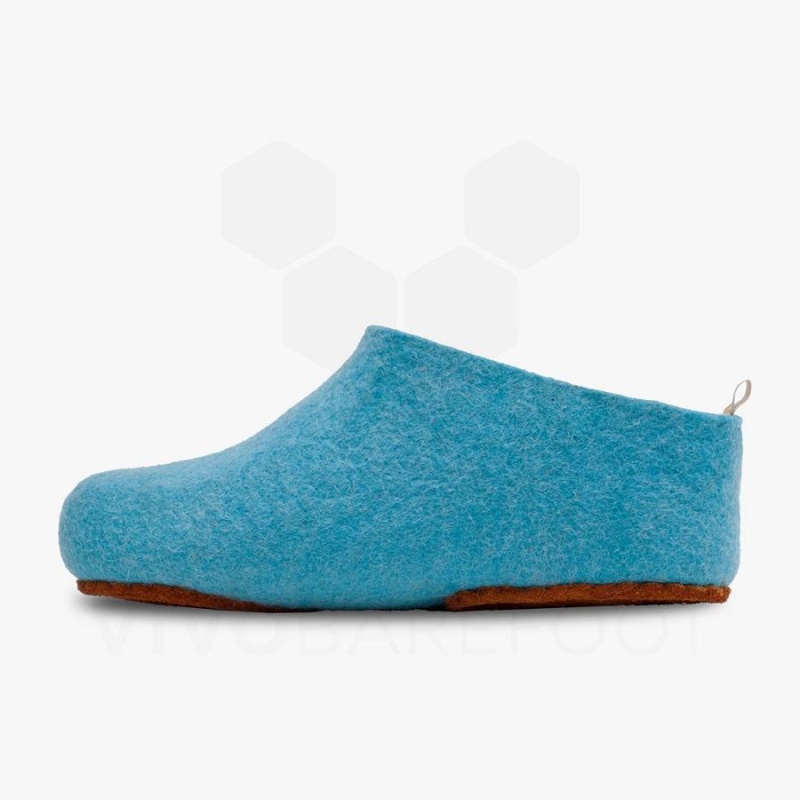 Light Turquoise Vivobarefoot MIM Felt Women's Slippers | AU100QC