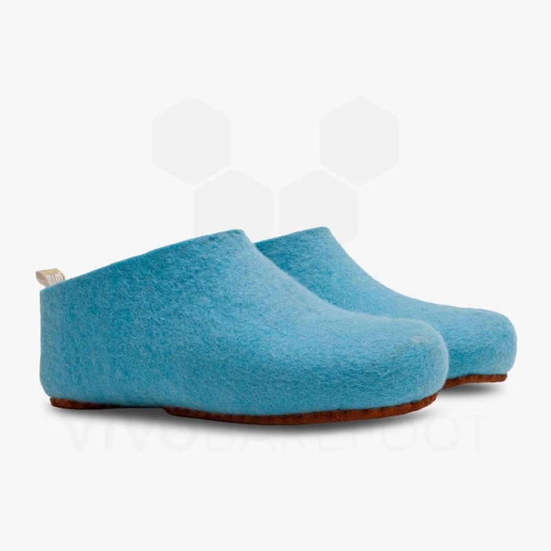 Light Turquoise Vivobarefoot MIM Felt Women's Slippers | AU100QC