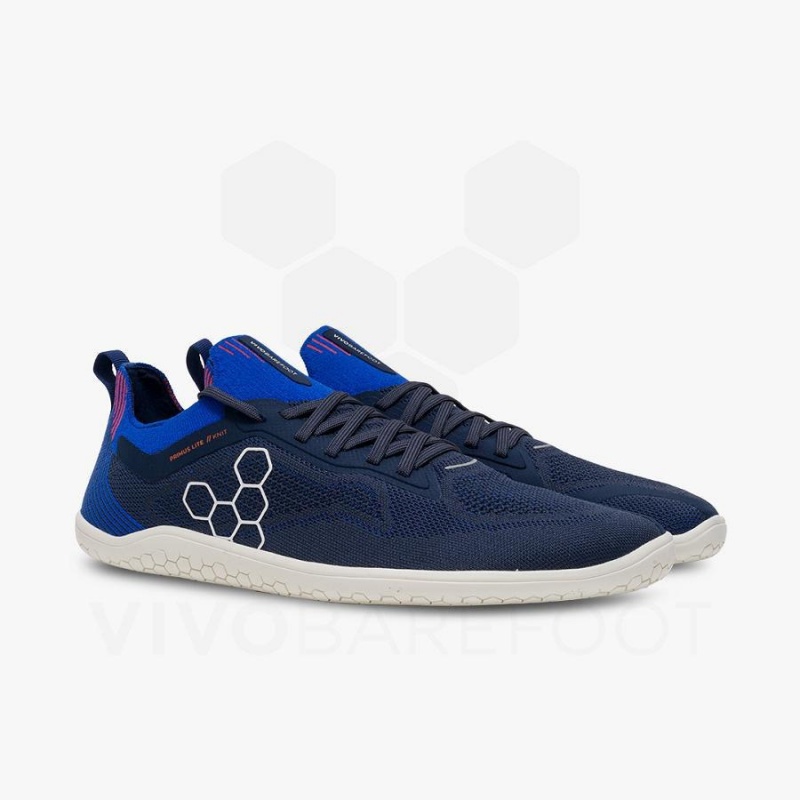 Navy Vivobarefoot Primus Lite Knit Men's Road Running Shoes | AU389NN