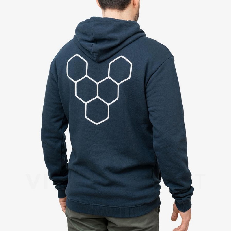 Navy Vivobarefoot Rapanui Men's Hoodie | AU278UK