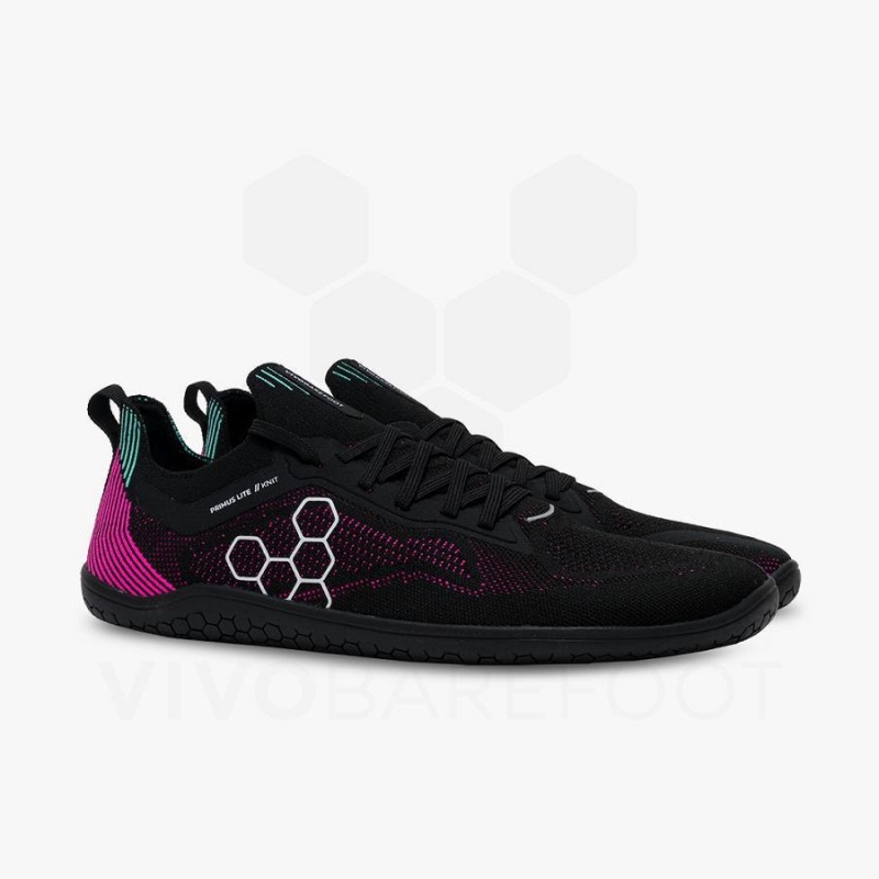 Obsidian / Pink Vivobarefoot Primus Lite Knit Men's Road Running Shoes | AU382UK