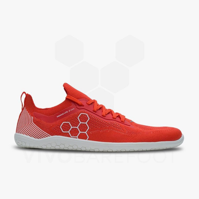 Red Vivobarefoot Primus Lite Knit Men\'s Road Running Shoes | AU384SZ