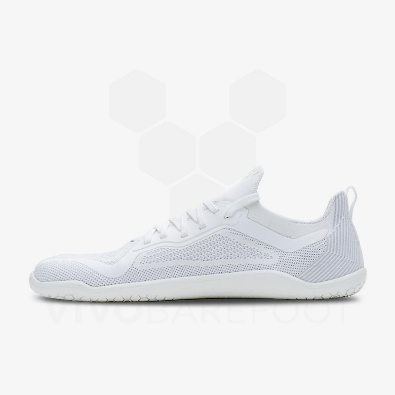 White Vivobarefoot Primus Lite Knit Men's Road Running Shoes | AU388OB