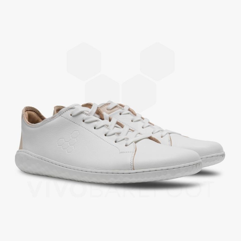 White / Pink Vivobarefoot Geo Court III Women's Lifestyle Shoes | AU146WH